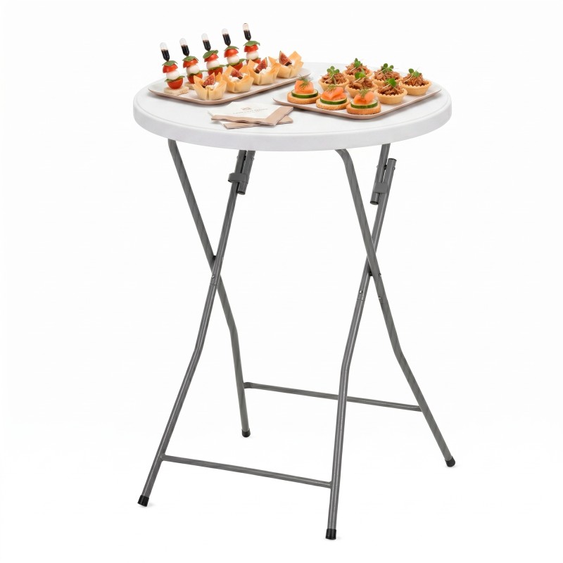 Стіл садовий кейтеринговий Springos 80 см круглий, складний GF0101 White
