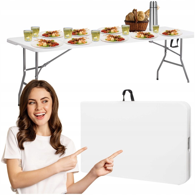 Стіл садовий кейтеринговий Springos 180 x 74 см складний GF0108 White