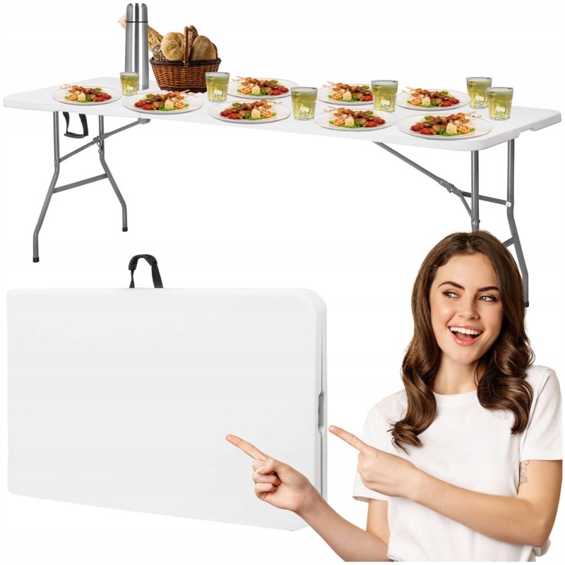 Стіл садовий кейтеринговий Springos 180 x 74 см складний GF0108 White