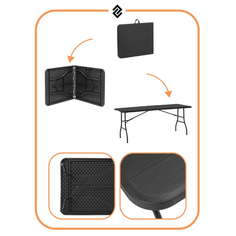 Стіл садовий кейтеринговий Springos 180 x 75 см складний GF0052 Black