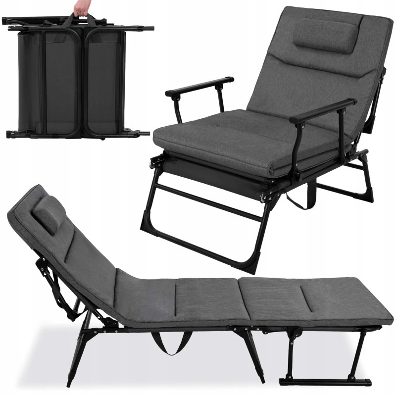 Крісло-розкладачка садове Springos складне GC0067 Grey/Black