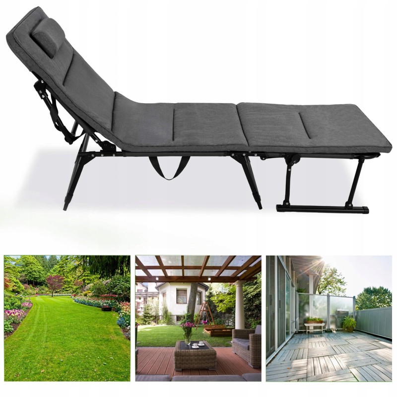 Крісло-розкладачка садове Springos складне GC0067 Grey/Black