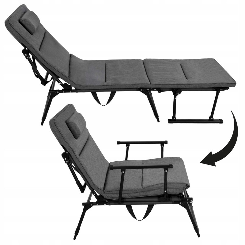 Крісло-розкладачка садове Springos складне GC0067 Grey/Black