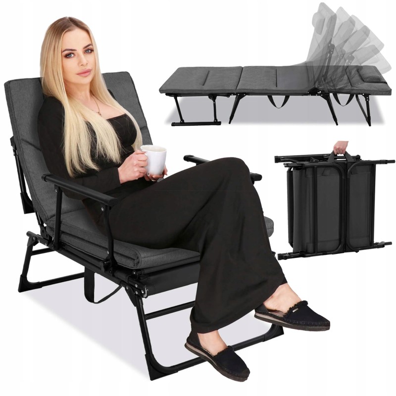 Крісло-розкладачка садове Springos складне GC0067 Grey/Black