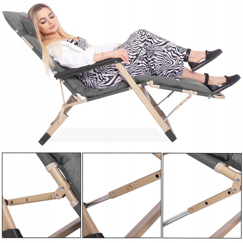 Шезлонг (крісло-лежак) Springos Zero Gravity для пляжу, тераси та саду GC0066 Grey