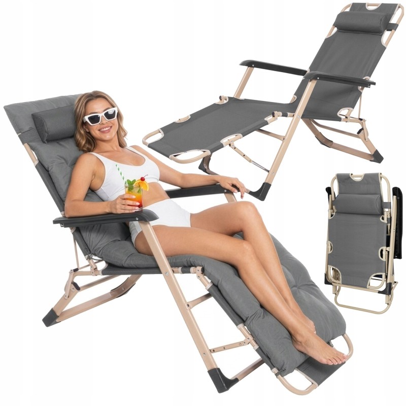 Шезлонг (крісло-лежак) Springos Zero Gravity для пляжу, тераси та саду GC0066 Grey