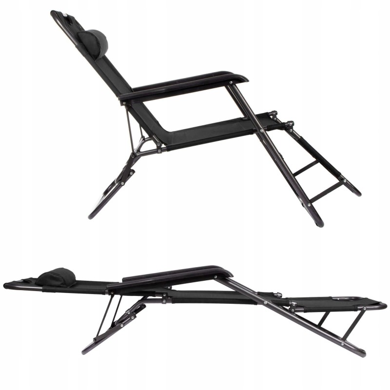 Шезлонг (крісло-лежак) Springos Zero Gravity для пляжу, тераси та саду GC0060 Black