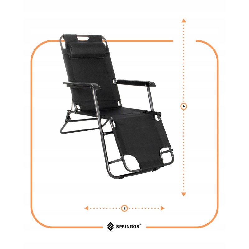 Шезлонг (крісло-лежак) Springos Zero Gravity для пляжу, тераси та саду GC0060 Black