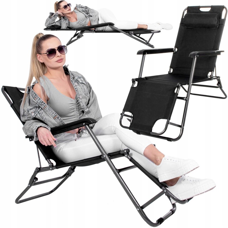 Шезлонг (крісло-лежак) Springos Zero Gravity для пляжу, тераси та саду GC0060 Black