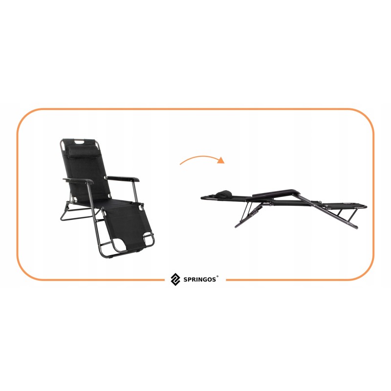 Шезлонг (крісло-лежак) Springos Zero Gravity для пляжу, тераси та саду GC0060 Black