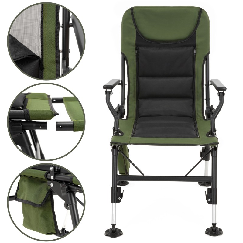 Крісло-розкладачка туристичне Springos CS0192 регульоване Navy Green/Black