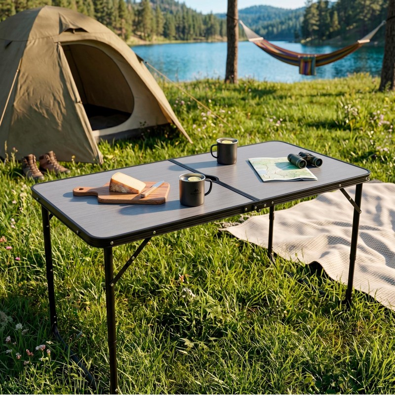 Стіл кемпінговий Springos 120 x 60 см складний CS0183 Grey/Black