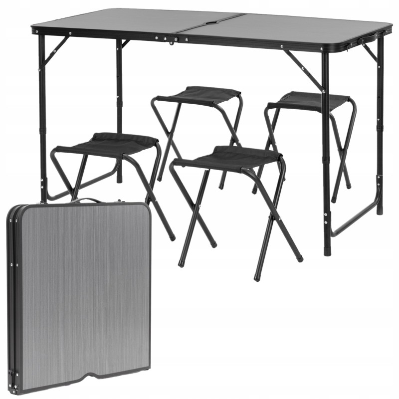Набір кемпінговий Springos складний стіл та стільці 4 шт CS0182 Grey/Black