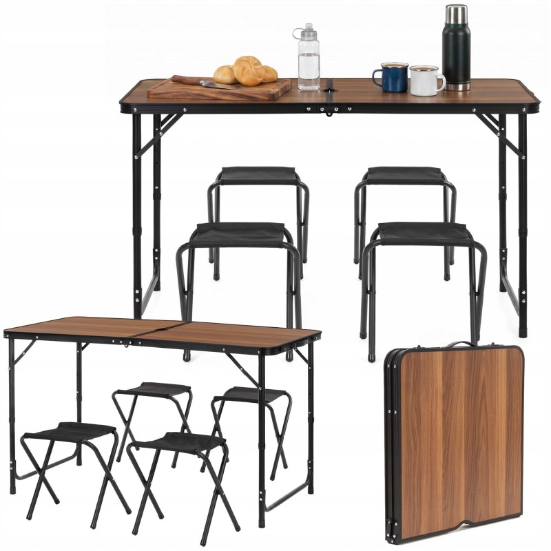 Набір кемпінговий Springos складний стіл та стільці 4 шт CS0180 Brown/Black