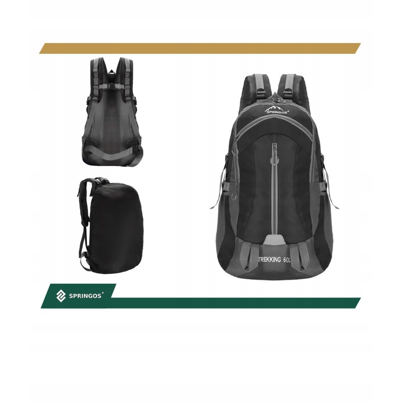 Рюкзак туристичний Springos 60 л CS0132 Black/Grey