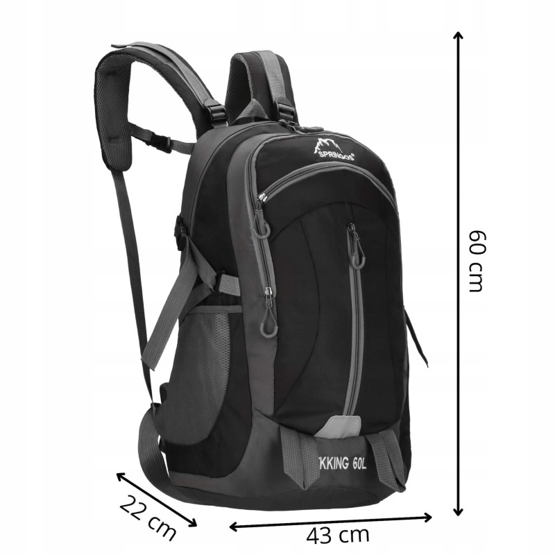 Рюкзак туристичний Springos 60 л CS0132 Black/Grey