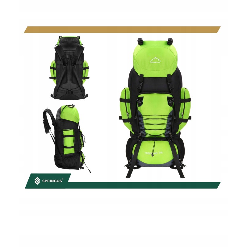 Рюкзак туристичний Springos 90 л CS0131 Black/Green