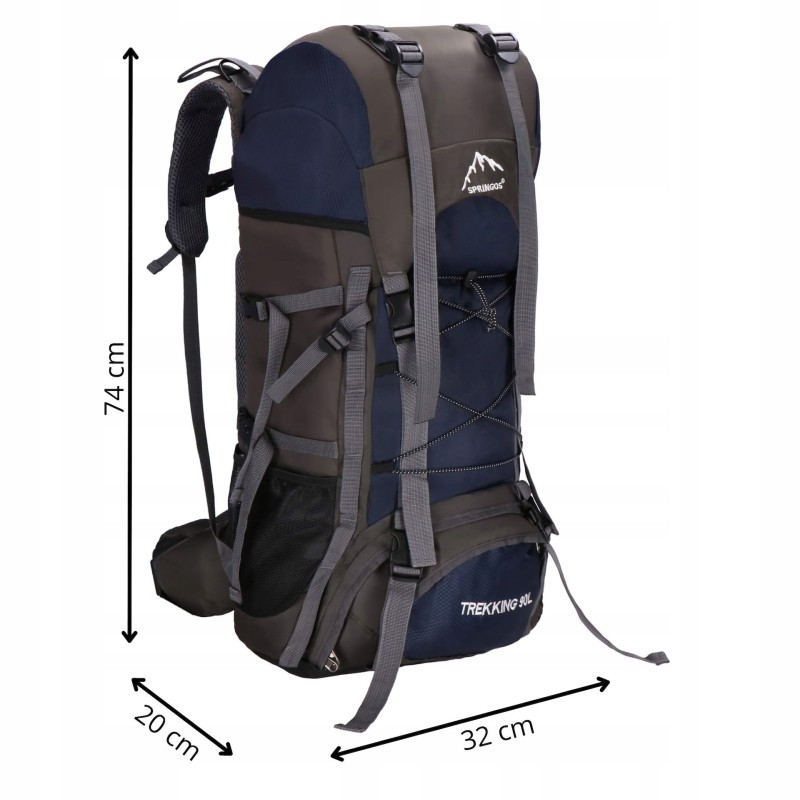 Рюкзак туристичний Springos 90 л CS0130 Navy Blue/Grey