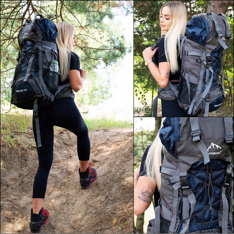 Рюкзак туристичний Springos 90 л CS0130 Navy Blue/Grey