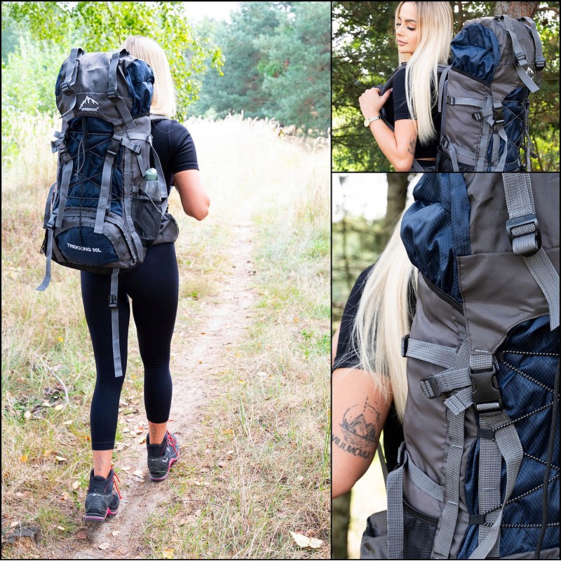 Рюкзак туристичний Springos 90 л CS0130 Navy Blue/Grey