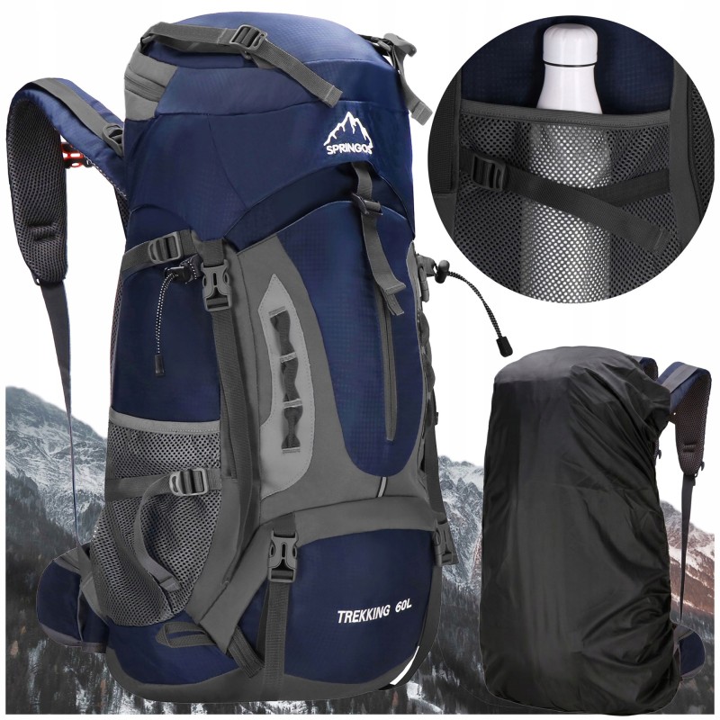 Рюкзак туристичний Springos 60 л CS0129 Navy Blue/Grey