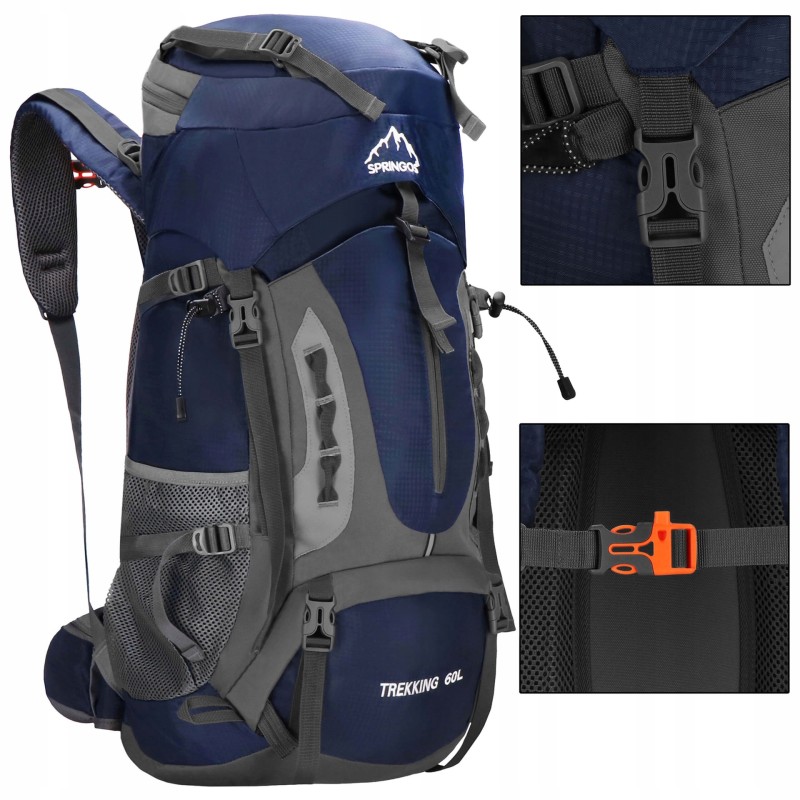 Рюкзак туристичний Springos 60 л CS0129 Navy Blue/Grey