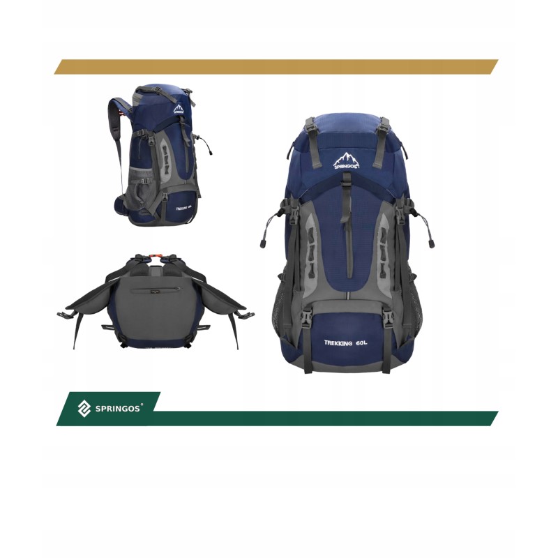 Рюкзак туристичний Springos 60 л CS0129 Navy Blue/Grey