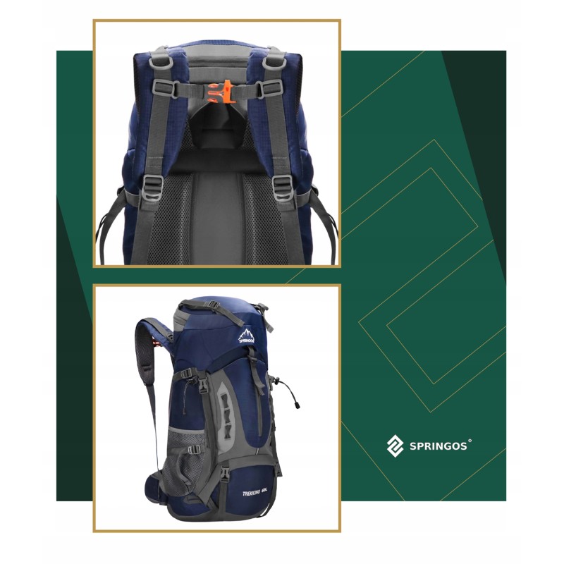 Рюкзак туристичний Springos 60 л CS0129 Navy Blue/Grey