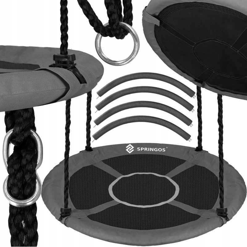 Гойдалка-гніздо Springos кругла 110 см NS027 Black/Grey