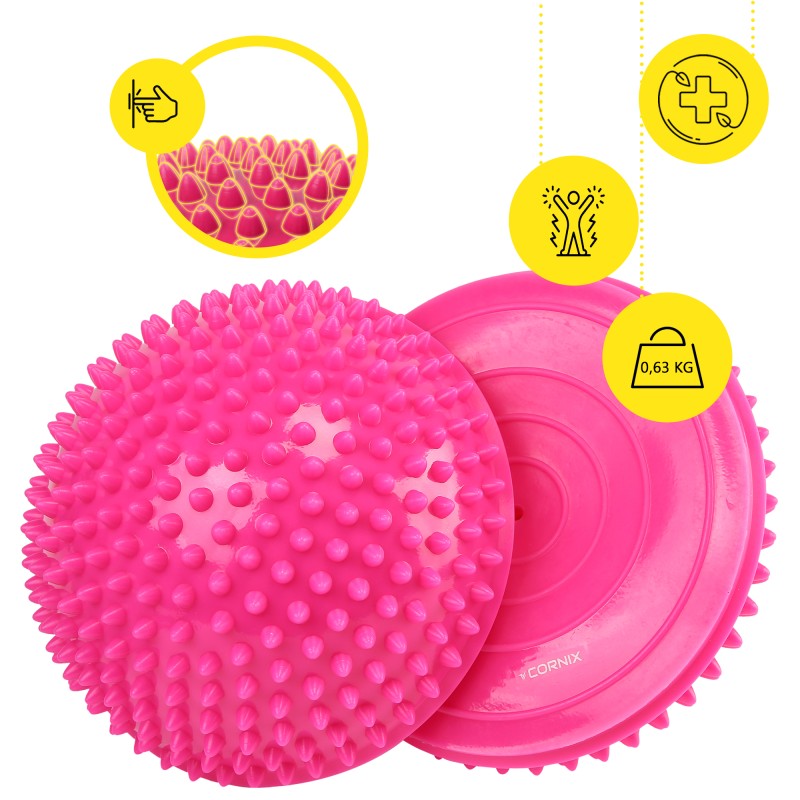 Півсфера масажна балансувальна Cornix Balance Pods 16 см 2 шт масажер для ніг, стоп XR-0533 Pink