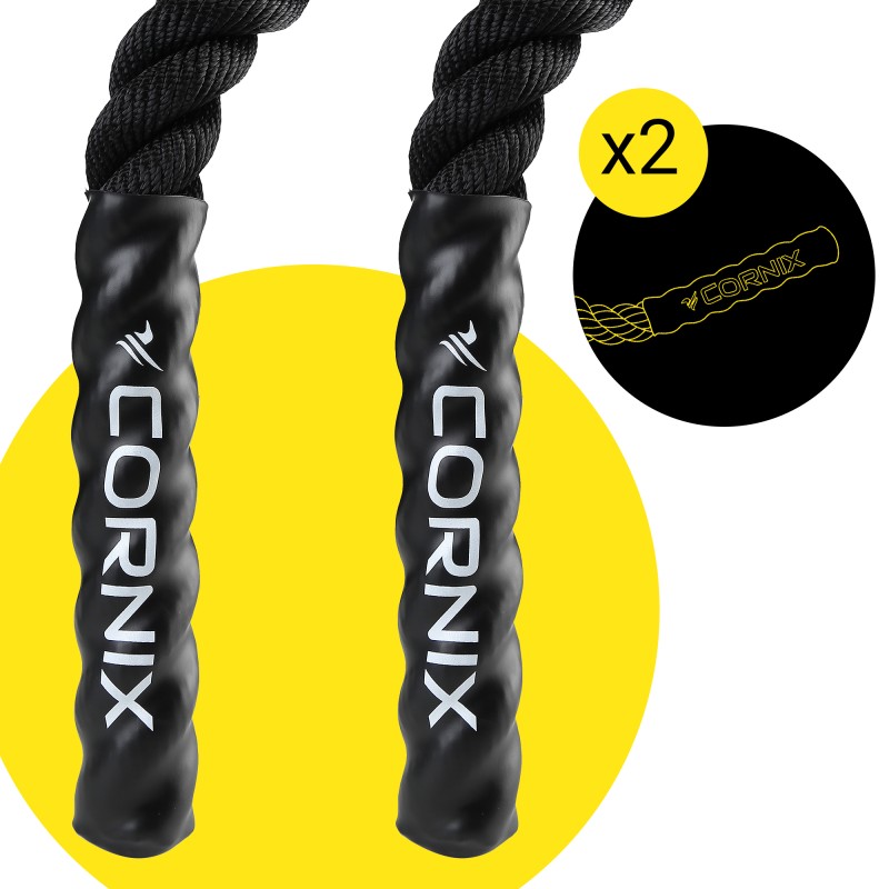 Канат тренувальний Cornix Battle Rope 15 м для кросфіту XR-0575 Black