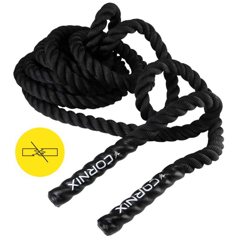 Канат тренувальний Cornix Battle Rope 9 м для кросфіту XR-0573 Black