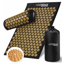 Килимок акупунктурний з валиком Cornix Classic Mat Аплікатор Кузнєцова XR-0494 Black/Gold