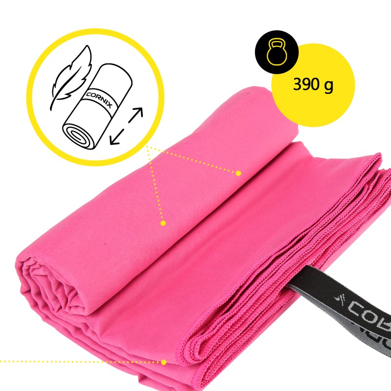 Рушник спортивний Cornix 180 x 100 см з мікрофібри XR-0557 Pink