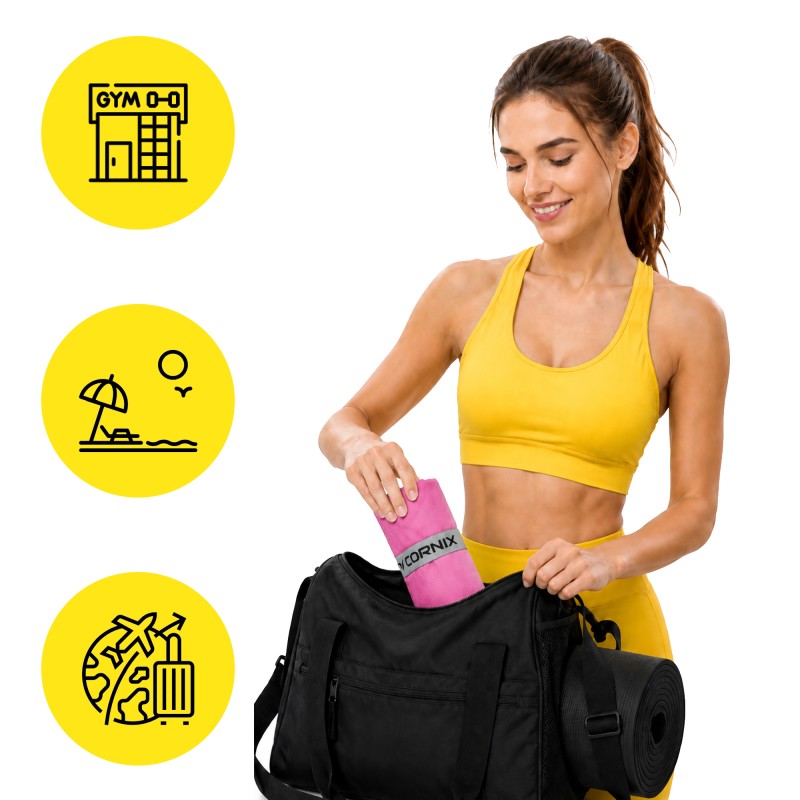 Рушник спортивний Cornix 180 x 100 см з мікрофібри XR-0557 Pink