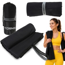 Рушник спортивний Cornix 180 x 100 см з мікрофібри XR-0558 Black