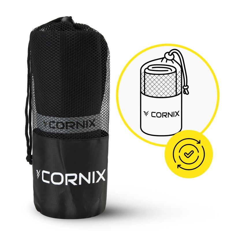 Рушник спортивний Cornix 180 x 100 см з мікрофібри XR-0558 Black