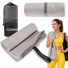 Рушник спортивний Cornix 180 x 100 см з мікрофібри XR-0559 Grey