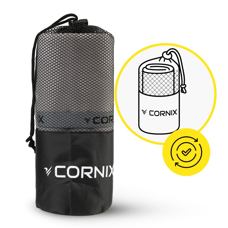 Рушник спортивний Cornix 180 x 100 см з мікрофібри XR-0559 Grey