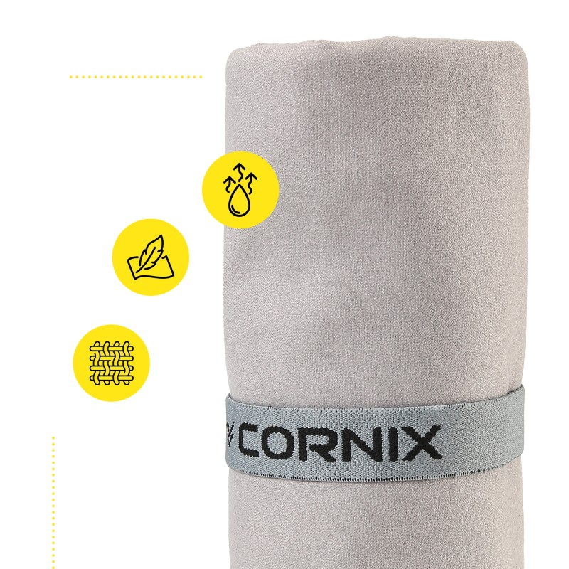 Рушник спортивний Cornix 180 x 100 см з мікрофібри XR-0559 Grey
