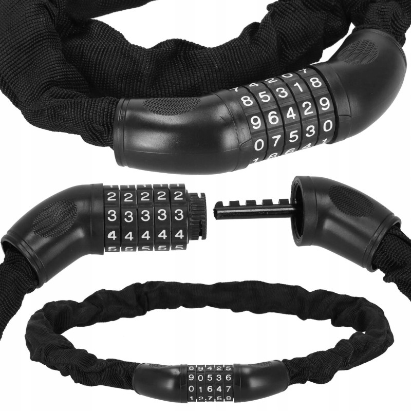Велосипедний замок Springos ланцюг 90 см на код BA0028 Black