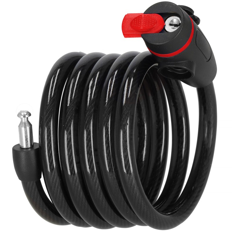 Велисипедний замок Springos трос 80 см під ключ BA0027 Black