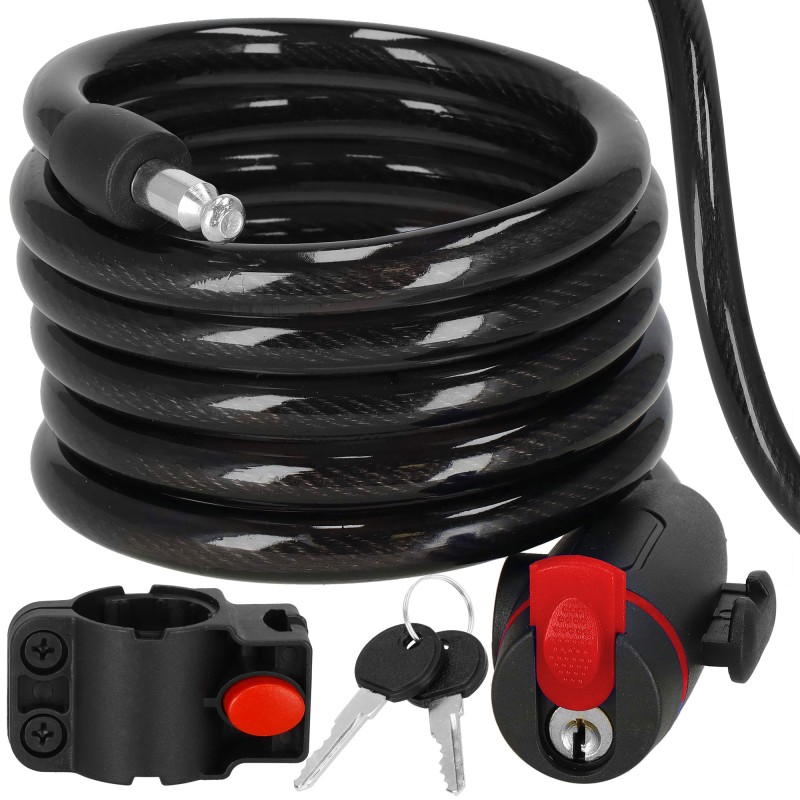 Велисипедний замок Springos трос 80 см під ключ BA0027 Black