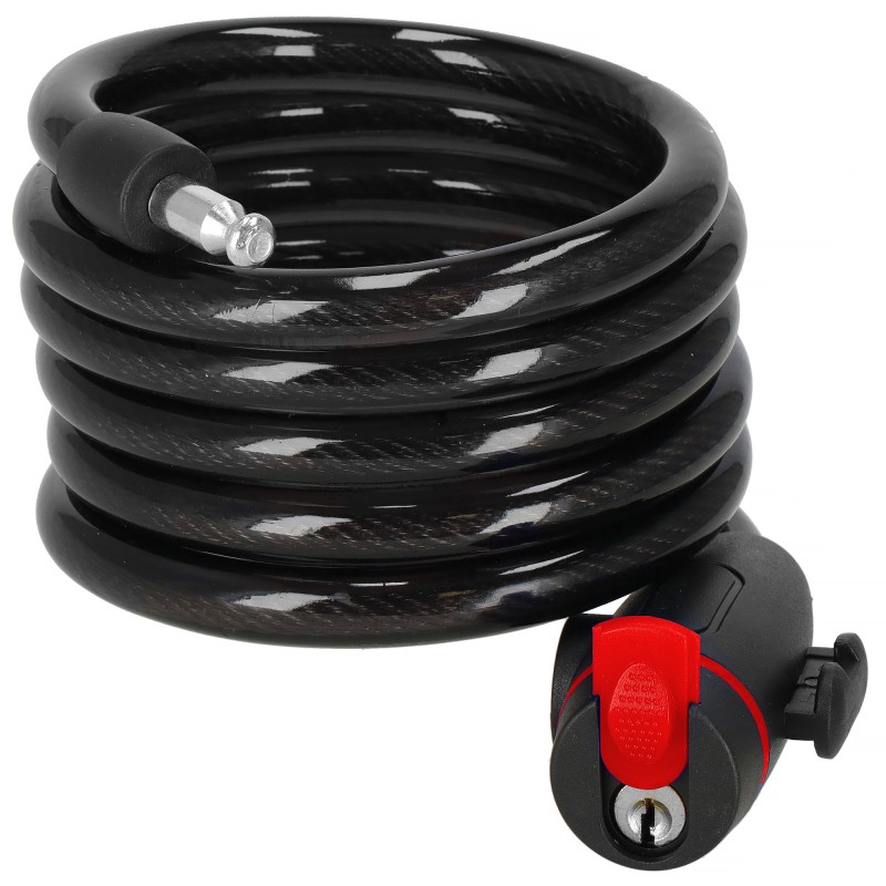 Велисипедний замок Springos трос 80 см під ключ BA0027 Black